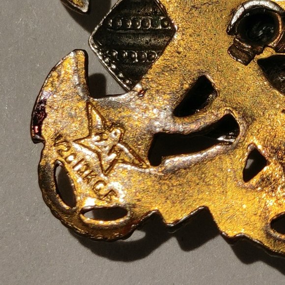 Vintage Sterling & 1/20 10k GF Navy Officer Pin Signed HH Eagle Shield Anchors - Picture 4 of 5